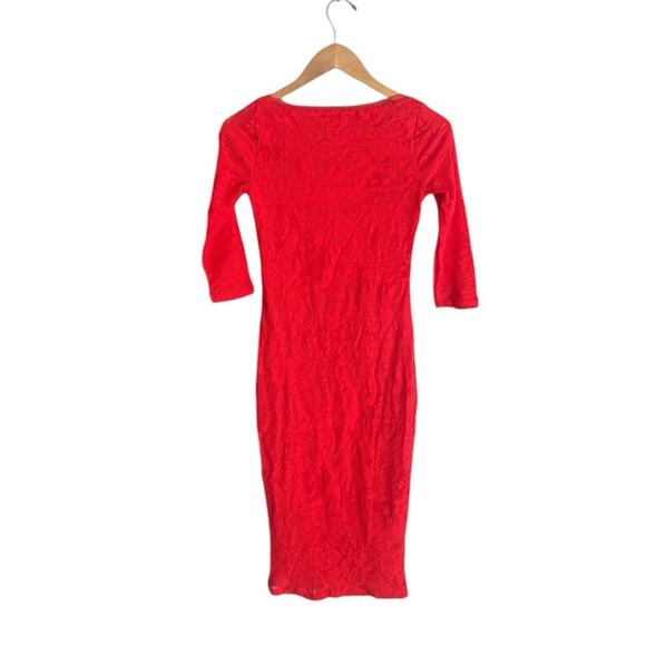 Fuzzi Tattoo Lace Fitted Square Neck Bodycon Dress - Picture 3 of 16